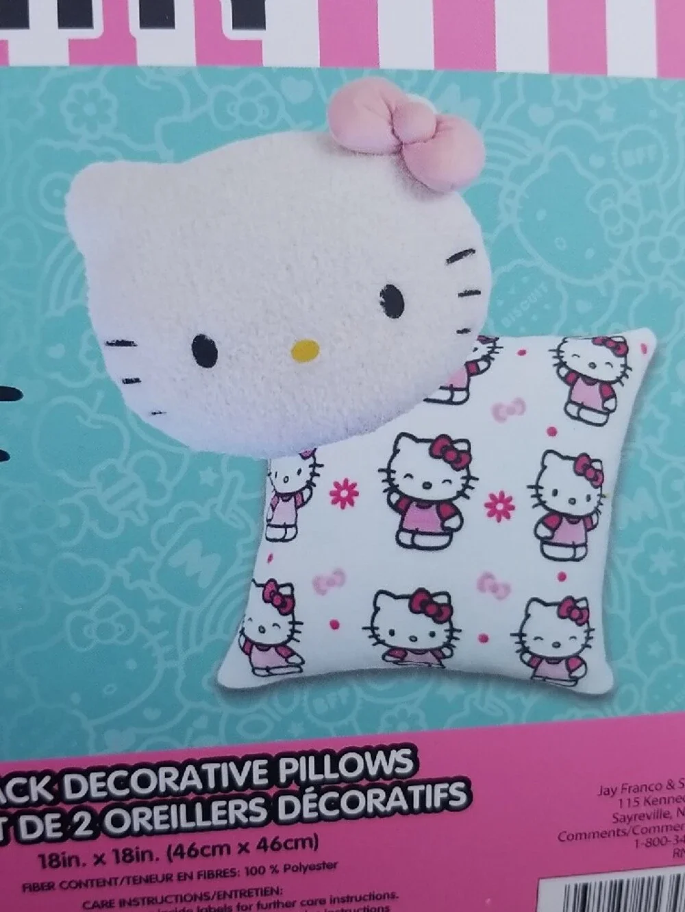 Hello Kitty🎀 Plush 2 Accent Pillows in White and PinkNwt